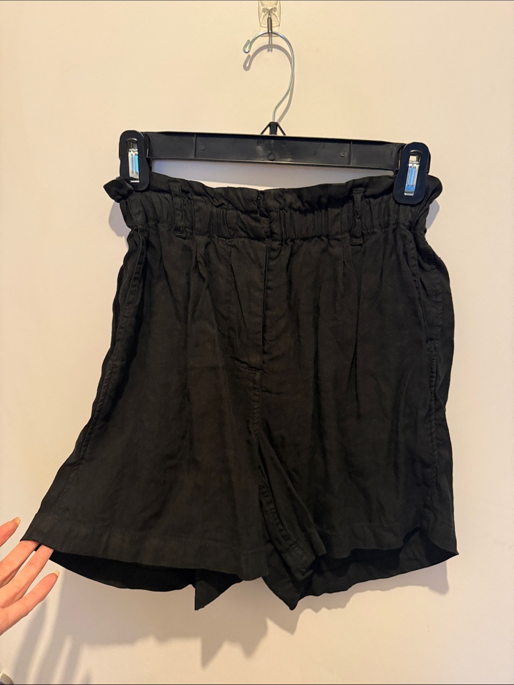 Rails Black High-Waist Paperbag Shorts